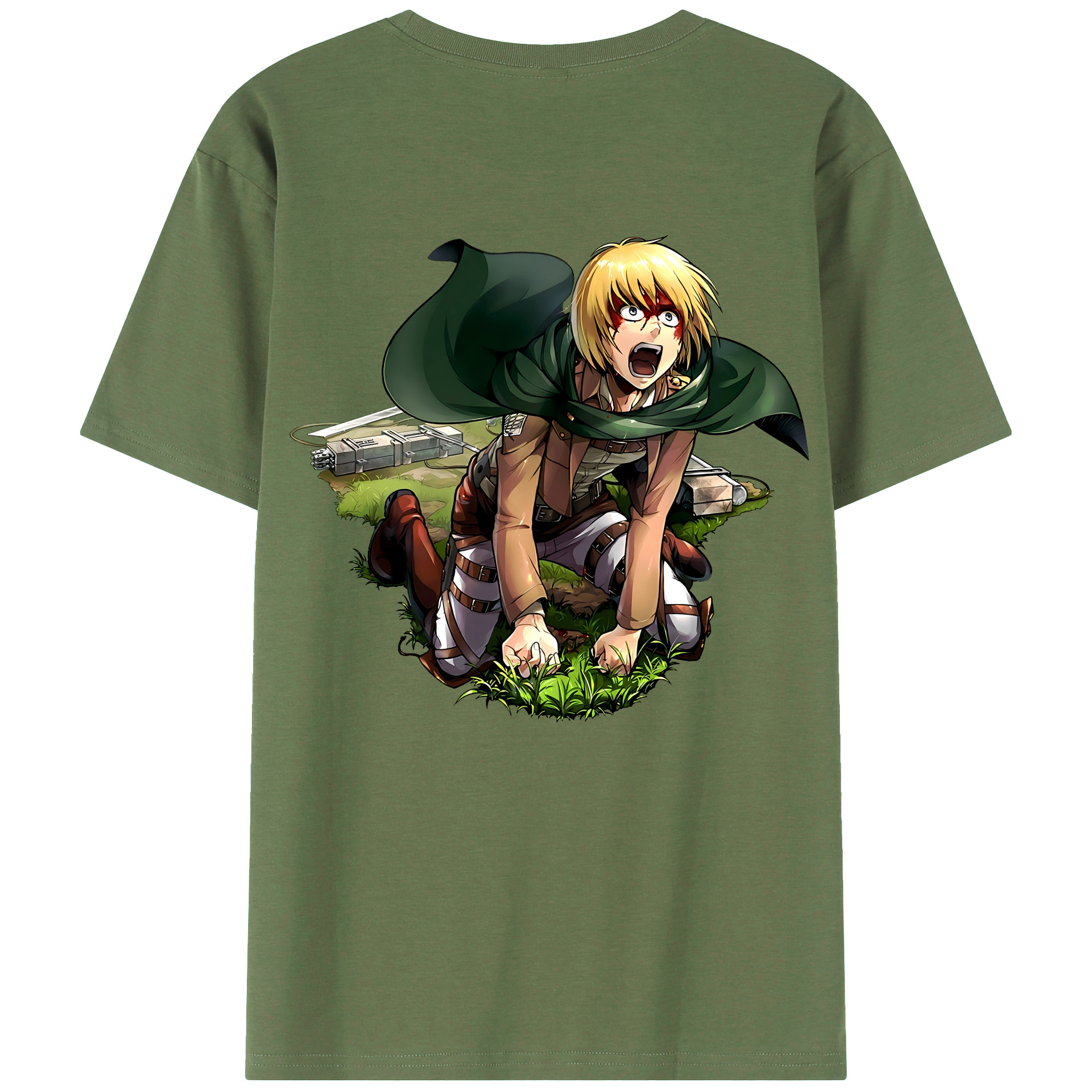 （画像用） 進撃の巨人 アルミン·アルレルト Attack on Titan Armin Arlert 綿100％ メンズ半袖Tシャツ（バックプリント） 通気性